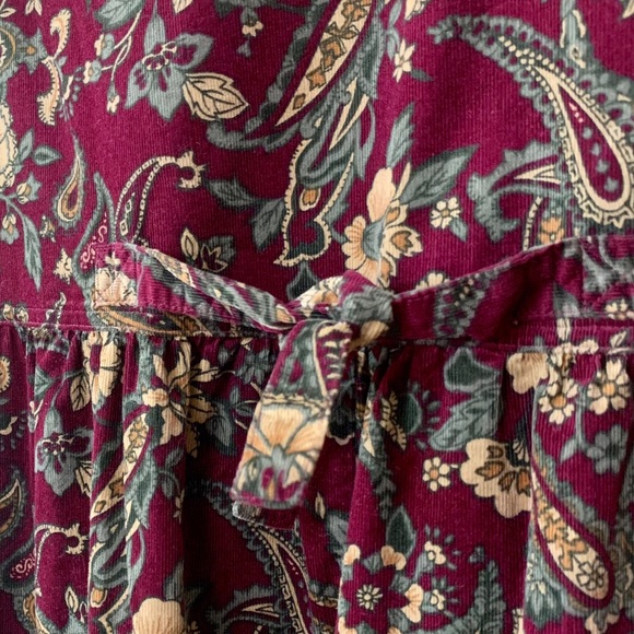 Vintage Bobbie Brooks Burgundy Corduroy Paisley Midi Dress Size XL - Picture 9 of 11